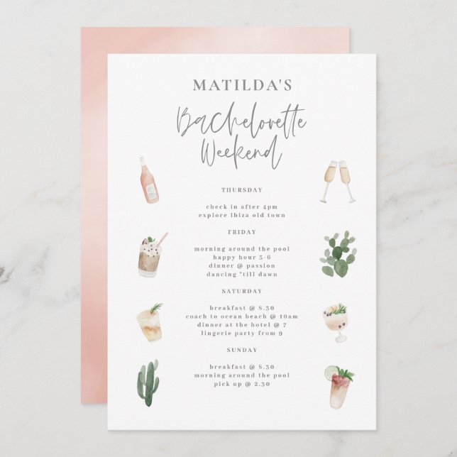 Itinerário de fim de semana das bebidas aquáticas (Frente/Verso)