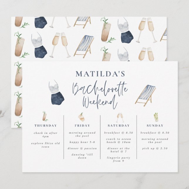 Itinerário de fim de semana de despedida de soltei (Frente/Verso)