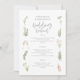 Itinerário do casamento floral de Watercolor