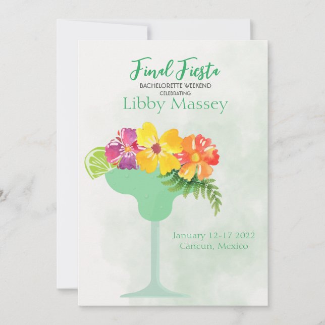 Itinerário do Convite Final Fiesta Bachelorette (Frente)