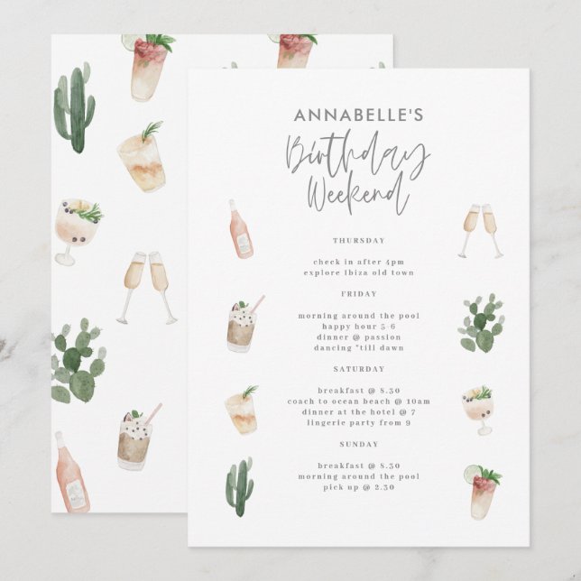 Itinerário do fim de semana das bebidas aquáticas (Frente/Verso)