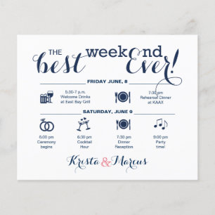 Itinerário do fim de semana do casamento