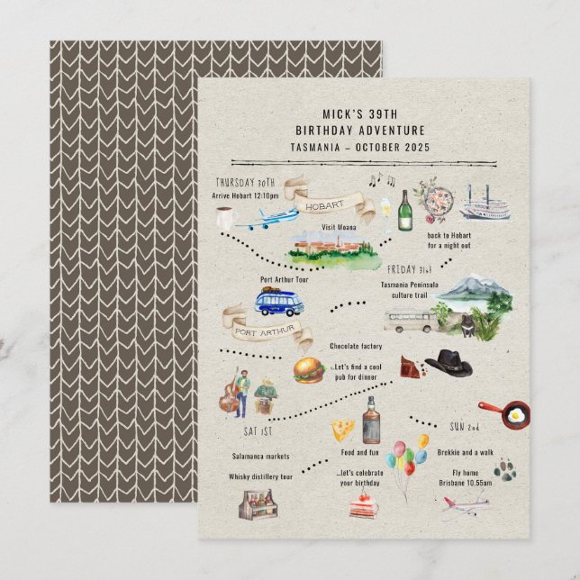 Itinerário no Fim de Semana de Aniversário | Tasmâ (Frente/Verso)