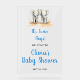 It's Twin Boys Baby Shower Welcome Acrl Acrylic Si