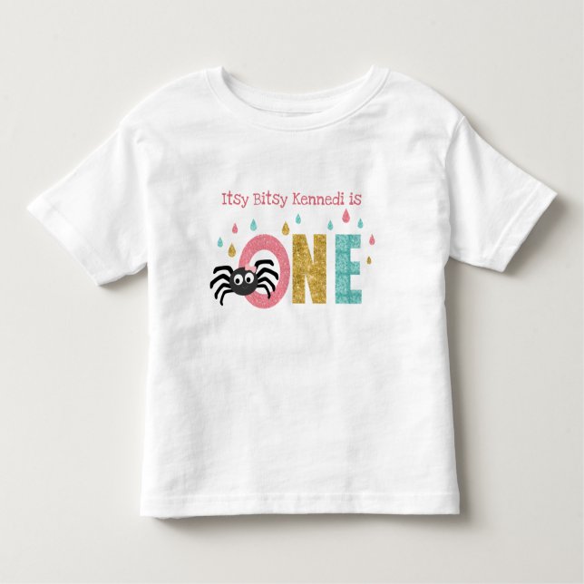 Itsy Bitsy Spider First Birthday Custom T-shirt (Frente)