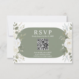 Ivory And Sage QR Code Chic Wedding RSVP Card