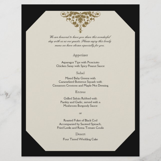 Ivory Black and Dourado Casamento tema damasco Men (Frente)