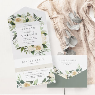 Ivory Bloom Casamento de Mola Floral de Aquarela