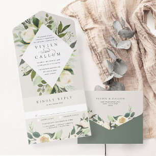 Ivory Bloom Casamento de Mola Floral de Aquarela