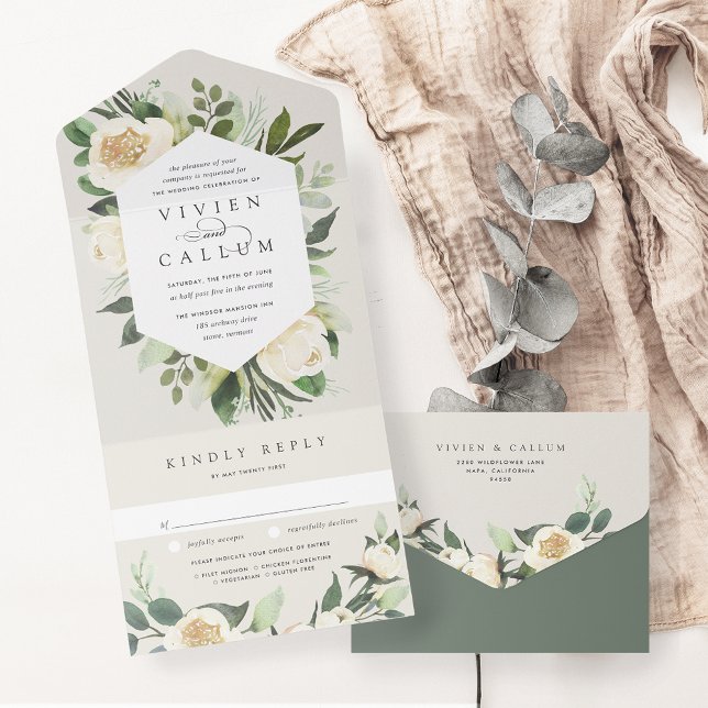 Ivory Bloom | Casamento de Mola Floral de Aquarela (Criador carregado)