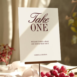 Ivory & Burgundy Tome Um Sinal De Favor De Casamen