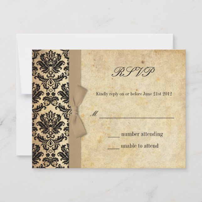 Ivory Damask Arco Wedding RSVP (Frente)