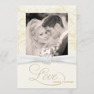 Ivory Damask - Convites Elegantes para Casamento d