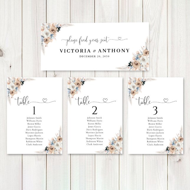 Ivory E Blue Boho - Sinal De Mesa De Cabeça De Cas (Criador carregado)