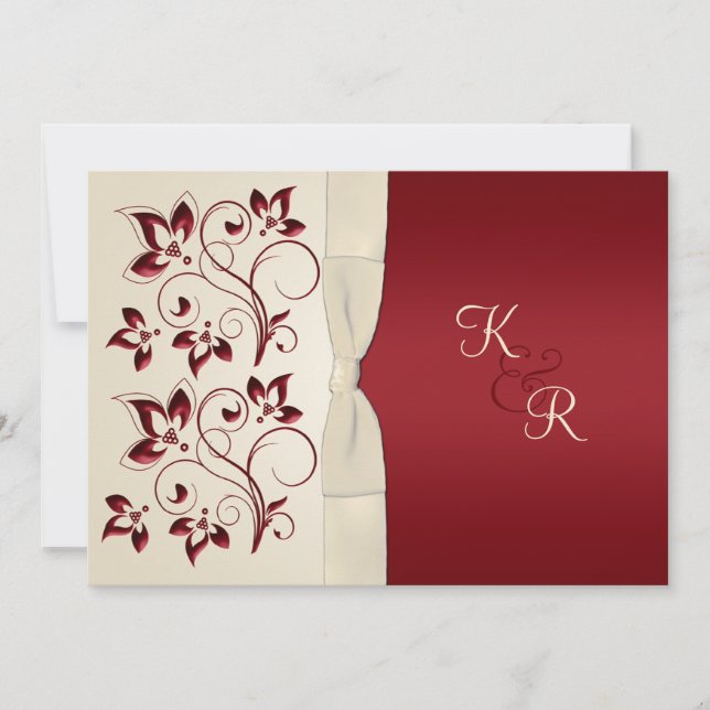 Ivory e Claret Monogrammed Convite (Frente)