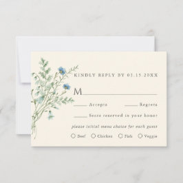 Ivory Elegant Wildflower Wedding Meal Choice RSVP