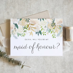 Ivory Floral Garland Você Será Minha Madrinha de c