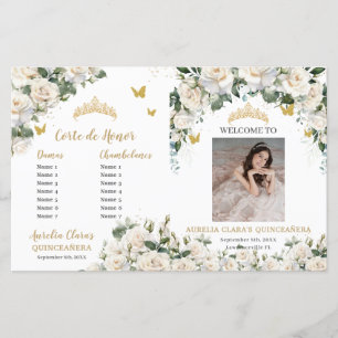 Ivory Floral Quinceanera Ordem de Eventos
