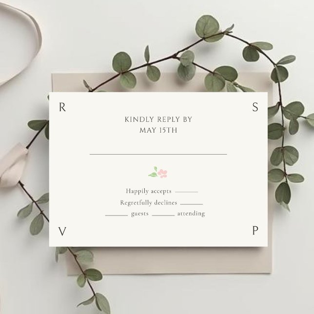 Ivory Floral Rose Wedding RSVP  (Criador carregado)