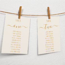 Ivory Gold Modern Script Simple Seating Chart Card