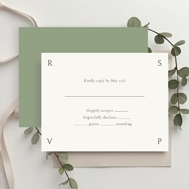 Ivory & Green | Floral Rose Wedding RSVP  (Criador carregado)