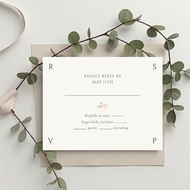 Ivory & Green | Floral Rose Wedding RSVP  (Criador carregado)