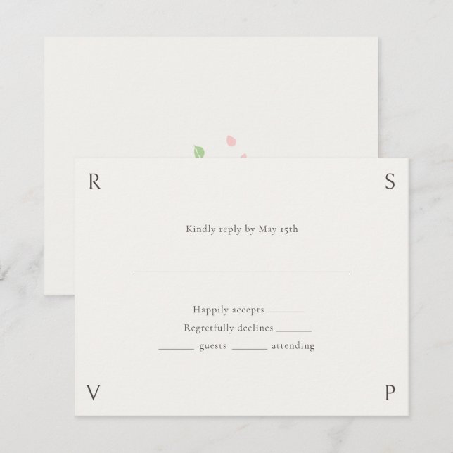 Ivory & Green | Floral Rose Wedding RSVP  (Frente/Verso)