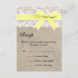 Ivory Lace e Burlap parecem placas RSVP amarelas