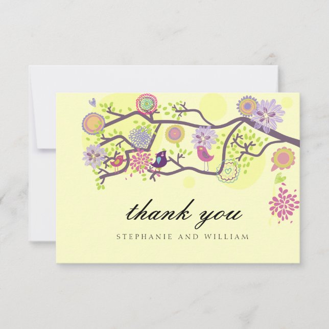 Ivory Love Birds Cartões de agradecimentos De Casa (Frente)