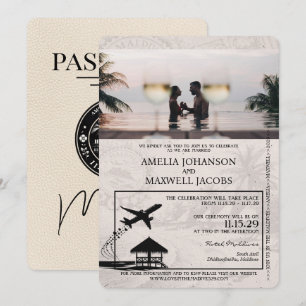 Ivory Maldives Convite para Casamento de Passaport