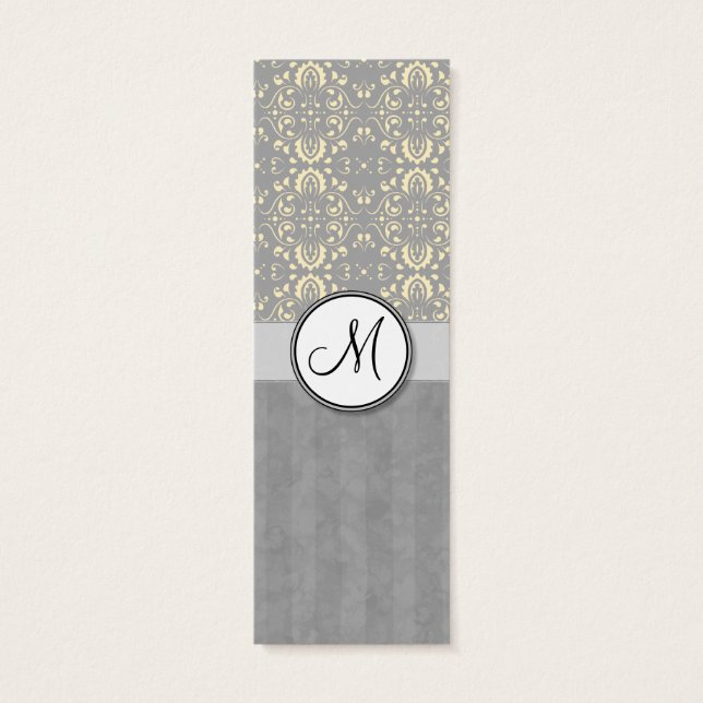 Ivory on Silver Damask and Stripes with Monogramas (Verso)
