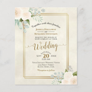 Ivory Peach Rosas Chic BUDGET Convite De Casamento