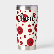 Ivory Red Dots Funky Whimsical Circle Pattern 