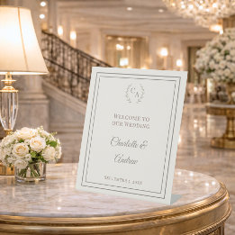 Ivory taupe monogrammed elegant wedding welcome 