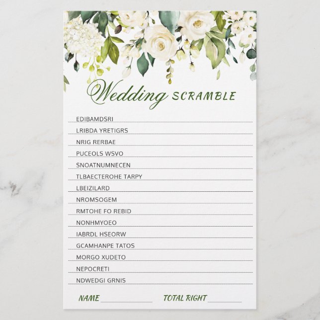 Ivory White Roses Jogo do Chá de panela Greenery (Frente)