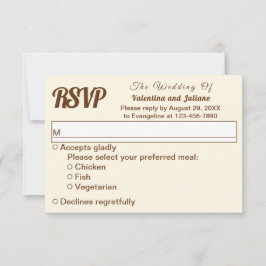 Ivory With Brown Typography Wedding RSVP