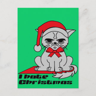 J Christmas hate - Cat cartão postal
