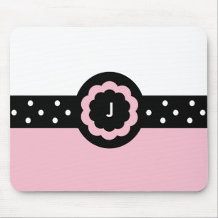 J: Monograma J Dotado Pink & White Mousepad