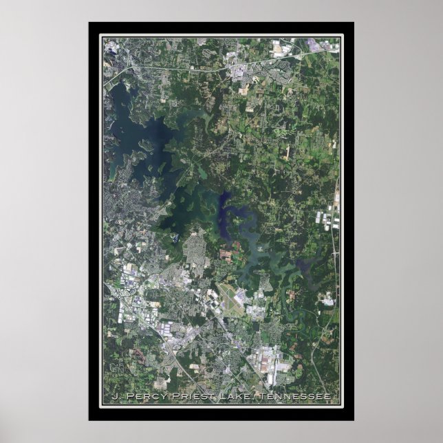 J Percy Priest Lake Tennessee - Mapa de Poster por (Frente)