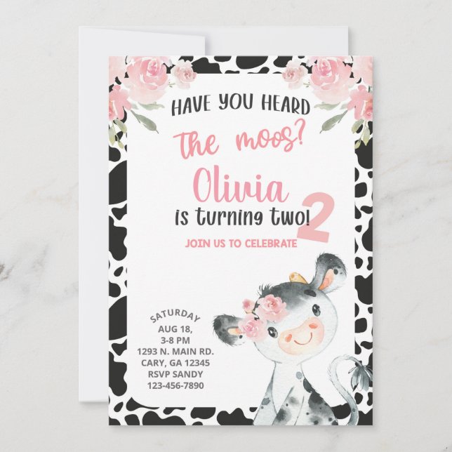 Já ouviu o convite de Aniversário da Garota de Moo (Frente)