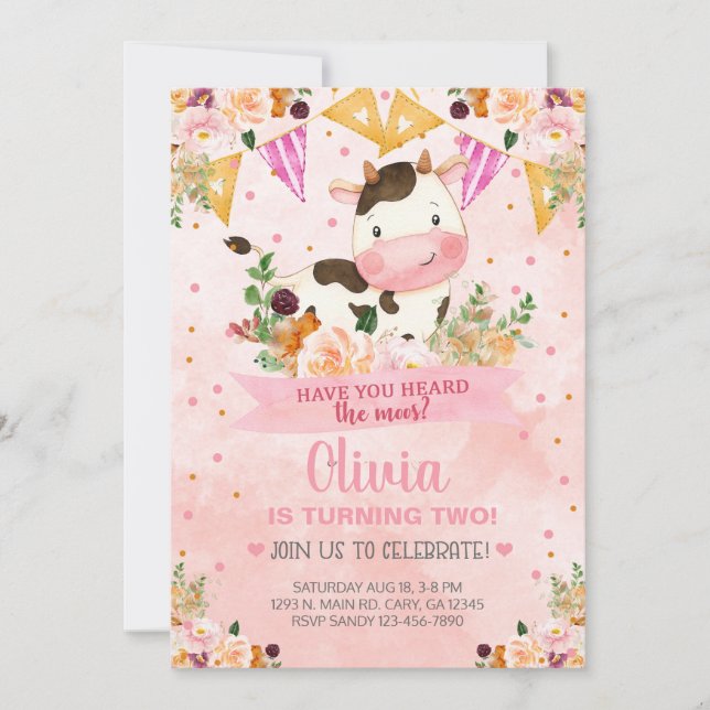 Já ouviu o convite de Aniversário da Garota de Moo (Frente)