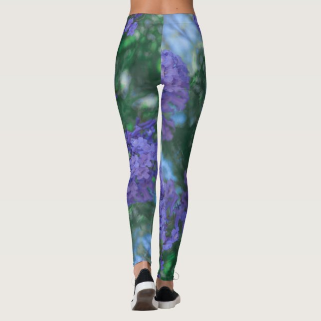 Jacaranda Flores Pastel Cores Leggings (Verso)