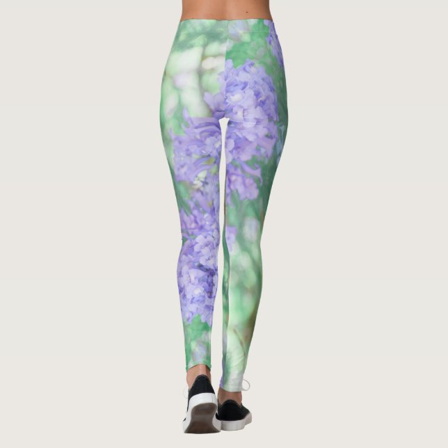 Jacaranda Flores Pastel Cores Leggings (Verso)