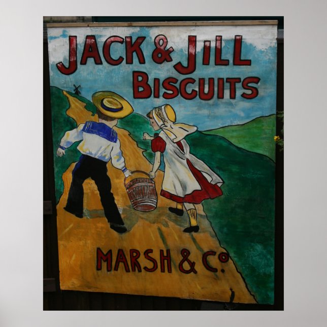 Jack e Jill Biscuits poster de publicidade de vint (Frente)