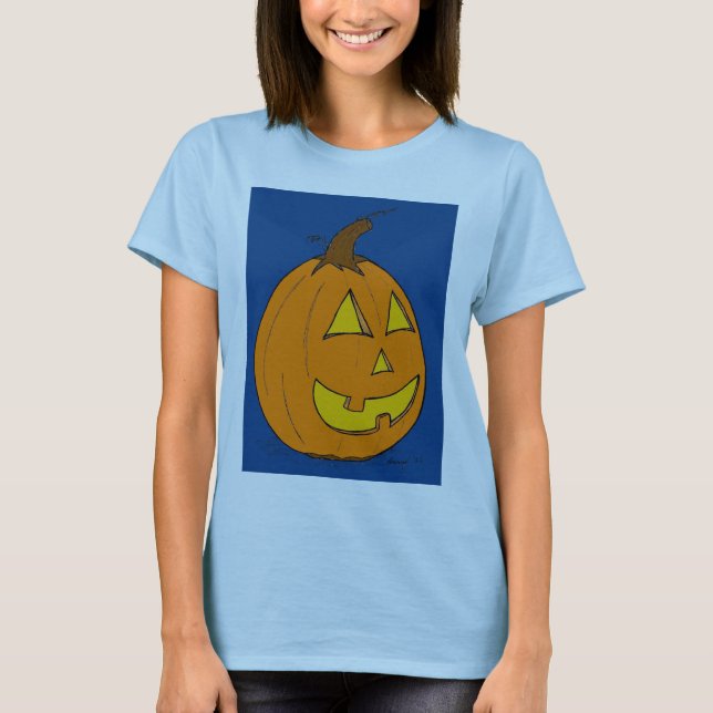 Jack o' Lantern Blue Womens Baby Doll T-Shirt (Frente)