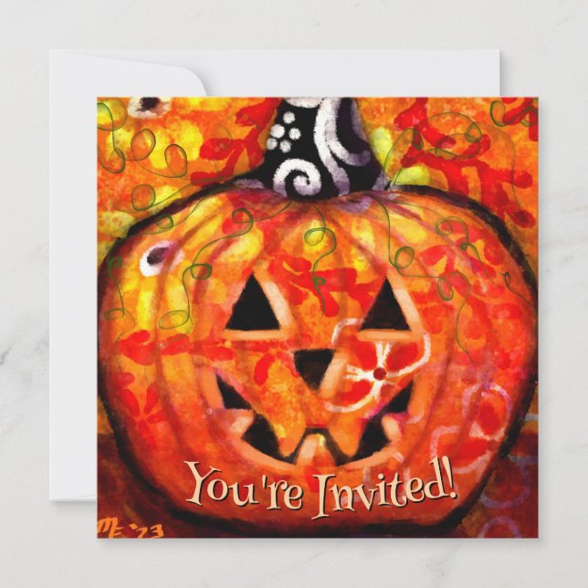 Jack O Lantern Pumpkin Festa de Halloween Convite (Frente)