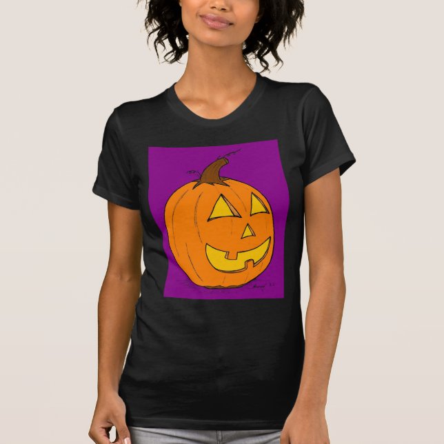 Jack o' Lantern Purple Womens Petite T-Shirt (Frente)
