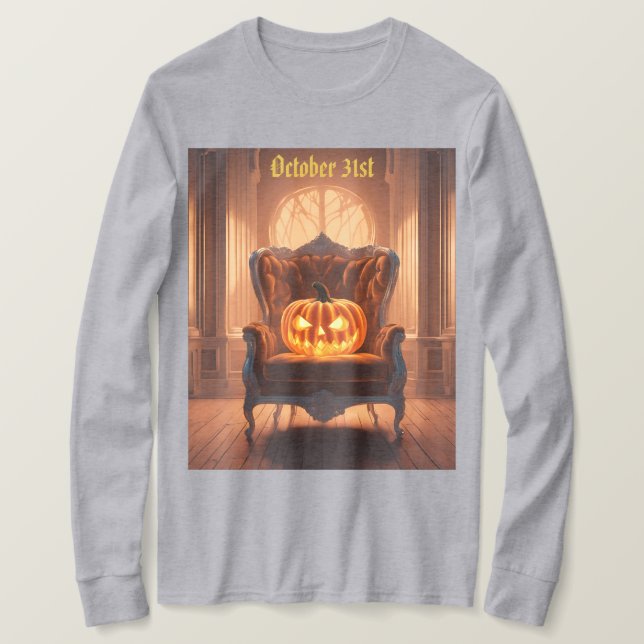 Jack O Lantern Velvet Cadeira T-Shirt (Frente do Design)