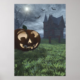 Jack-O-Lanterna e Poster de Halloween da Casa Asso