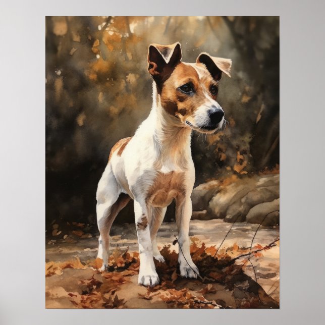 Jack Russel Terrier Dog Art Impressão Poster (Frente)